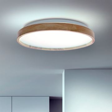 Brilagi - LED Dimmable ceiling light ALSON LED/48W/230V 3000-6500K oak d. 39,5 cm + remote control