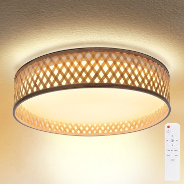 Brilagi - LED Dimmable ceiling light CAMILA LED/48W/230V 3000-6500K bamboo d. 40 cm + remote control