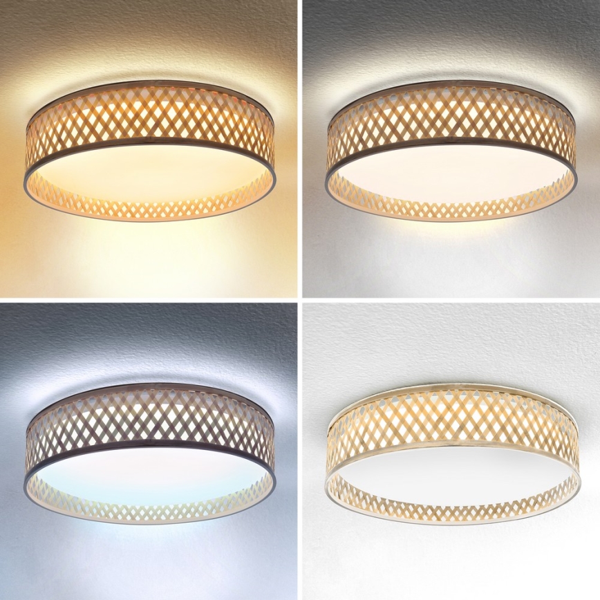 Brilagi - LED Dimmable ceiling light CAMILA LED/48W/230V 3000-6500K bamboo d. 40 cm + remote control