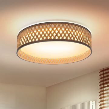 Brilagi - LED Dimmable ceiling light CAMILA LED/48W/230V 3000-6500K bamboo d. 40 cm + remote control