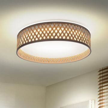 Brilagi - LED Dimmable ceiling light CAMILA LED/48W/230V 3000-6500K bamboo d. 40 cm + remote control