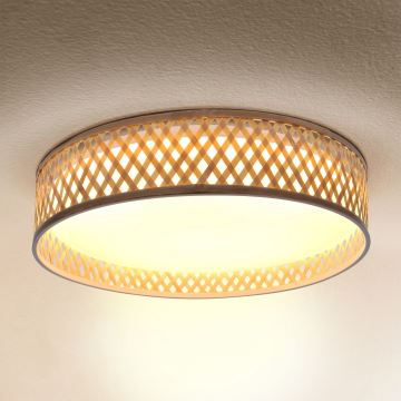 Brilagi - LED Dimmable ceiling light CAMILA LED/48W/230V 3000-6500K bamboo d. 40 cm + remote control