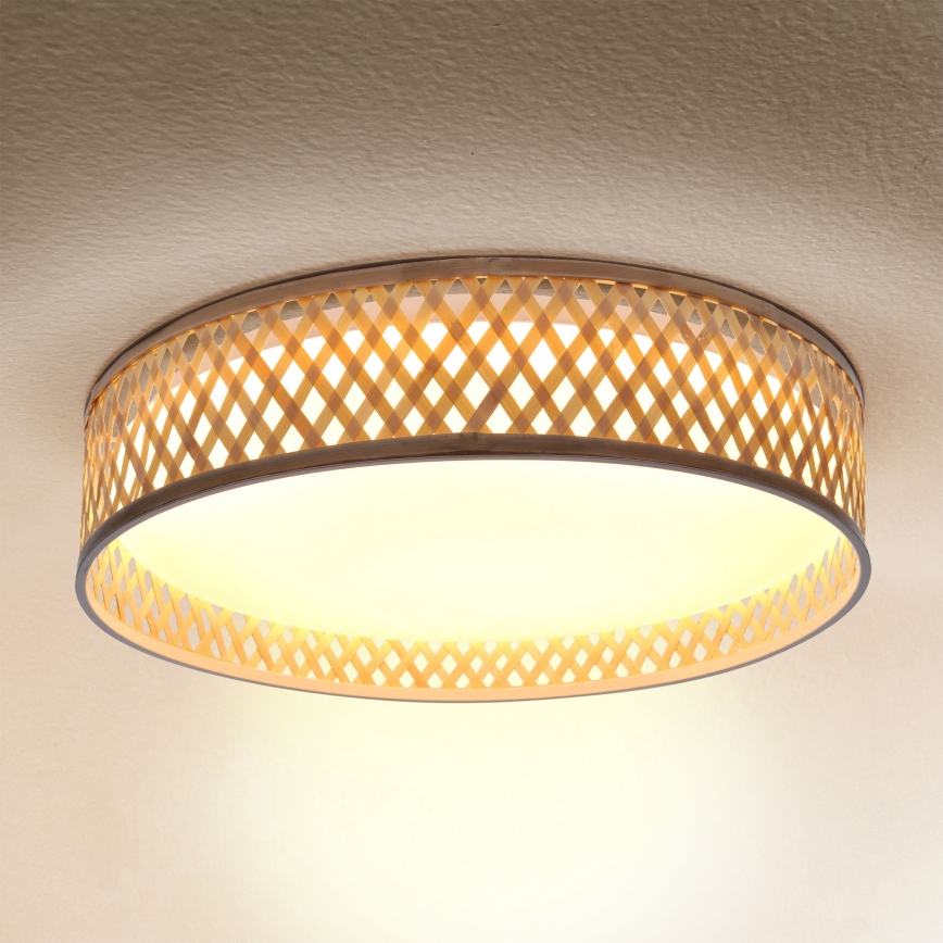 Brilagi - LED Dimmable ceiling light CAMILA LED/48W/230V 3000-6500K bamboo d. 40 cm + remote control