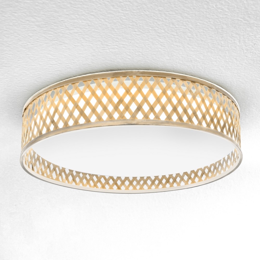 Brilagi - LED Dimmable ceiling light CAMILA LED/48W/230V 3000-6500K bamboo d. 40 cm + remote control