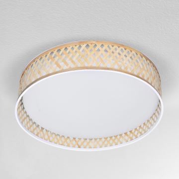 Brilagi - LED Dimmable ceiling light CAMILA LED/48W/230V 3000-6500K bamboo d. 40 cm + remote control