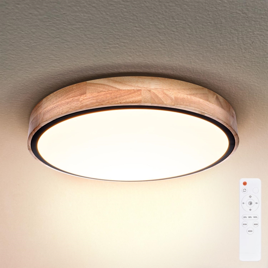 Brilagi - LED Dimmable ceiling light GLORIA LED/48W/230V 3000-6500K oak d. 40 cm + remote control