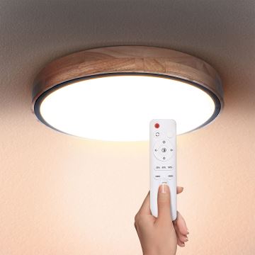 Brilagi - LED Dimmable ceiling light GLORIA LED/48W/230V 3000-6500K oak d. 40 cm + remote control