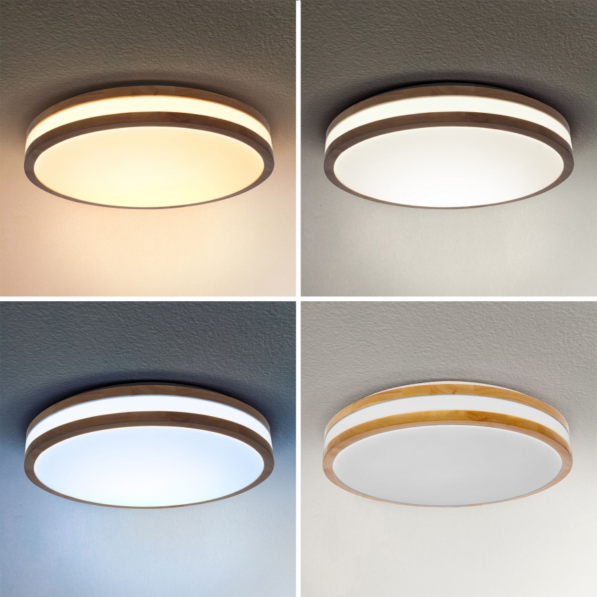 Brilagi - LED Dimmable ceiling light MOLINA LED/48W/230V 3000-6500K oak d. 38 cm + remote control