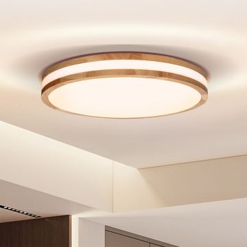 Brilagi - LED Dimmable ceiling light MOLINA LED/48W/230V 3000-6500K oak d. 38 cm + remote control