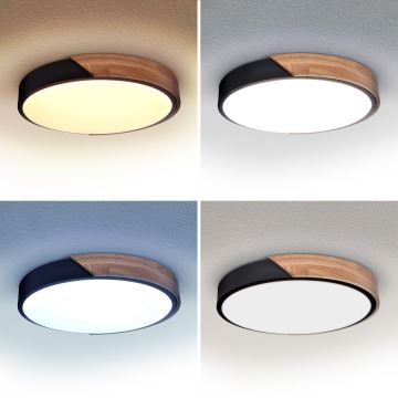 Brilagi - LED Dimmable ceiling light PILANA LED/48W/230V 3000-6500K oak d. 40 cm + remote control