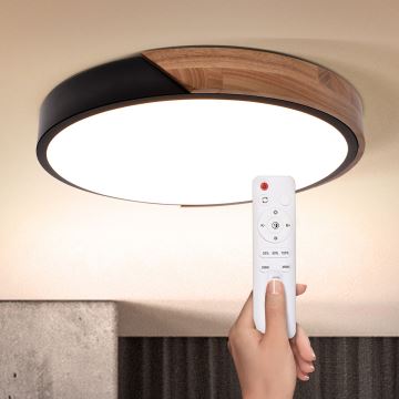 Brilagi - LED Dimmable ceiling light PILANA LED/48W/230V 3000-6500K oak d. 40 cm + remote control