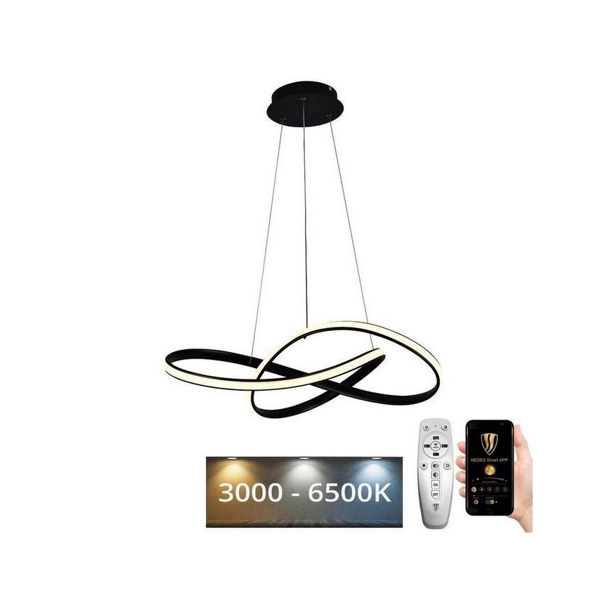 Brilagi - LED Dimmable chandelier on a string COSMOWAVE LED/70W/230V black + remote control