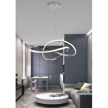 Brilagi - LED Dimmable chandelier on a string COSMOWAVE LED/70W/230V chrome + remote control