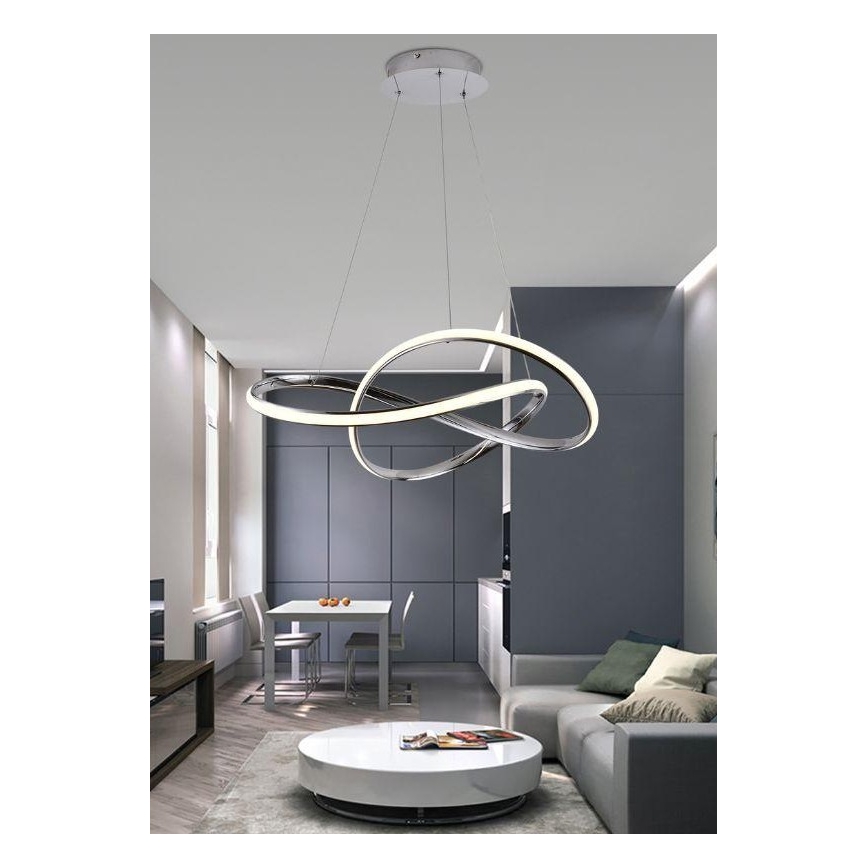 Brilagi - LED Dimmable chandelier on a string COSMOWAVE LED/70W/230V chrome + remote control