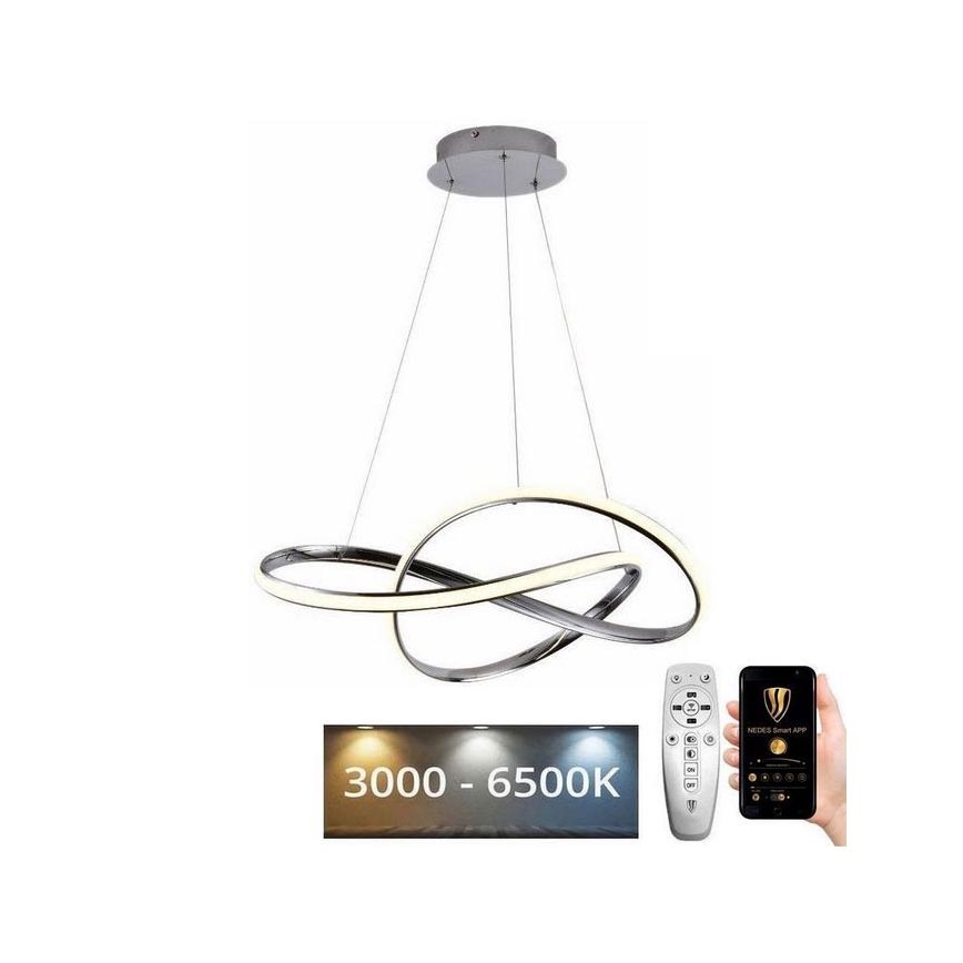 Brilagi - LED Dimmable chandelier on a string COSMOWAVE LED/70W/230V chrome + remote control