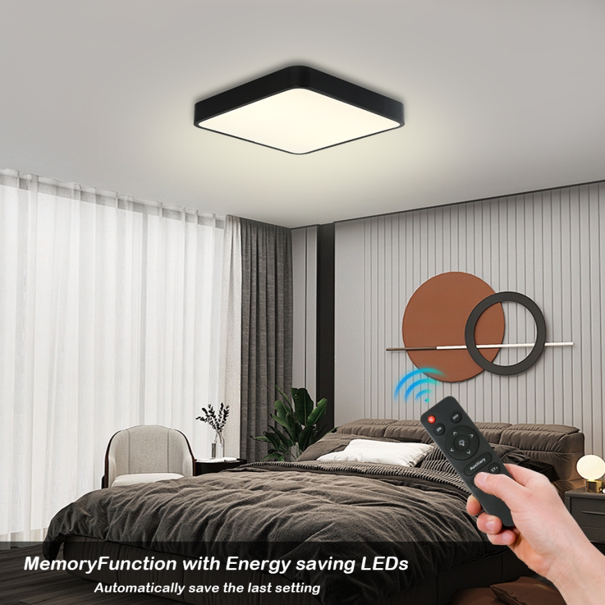 Brilagi - LED Dimmable ceiling light POOL LED/36W/230V 3000-6000K 40x40 cm black + remote control