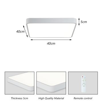 Brilagi - LED Dimmable ceiling light POOL LED/36W/230V 3000-6000K 40x40 cm white + remote control