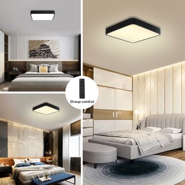 Brilagi - LED Dimmable ceiling light POOL LED/48W/230V 3000-6000K 50x50 cm black + remote control