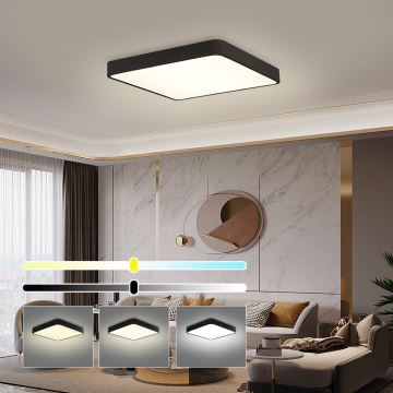 Brilagi - LED Dimmable ceiling light POOL LED/48W/230V 3000-6000K 50x50 cm black + remote control