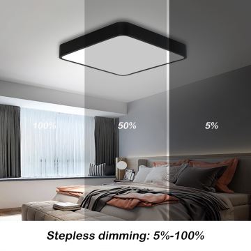 Brilagi - LED Dimmable ceiling light POOL LED/48W/230V 3000-6000K 50x50 cm black + remote control