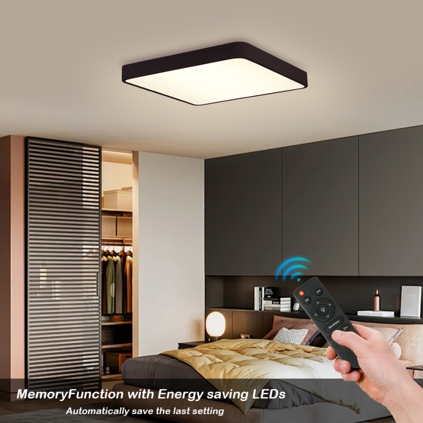 Brilagi - LED Dimmable ceiling light POOL LED/48W/230V 3000-6000K 50x50 cm black + remote control