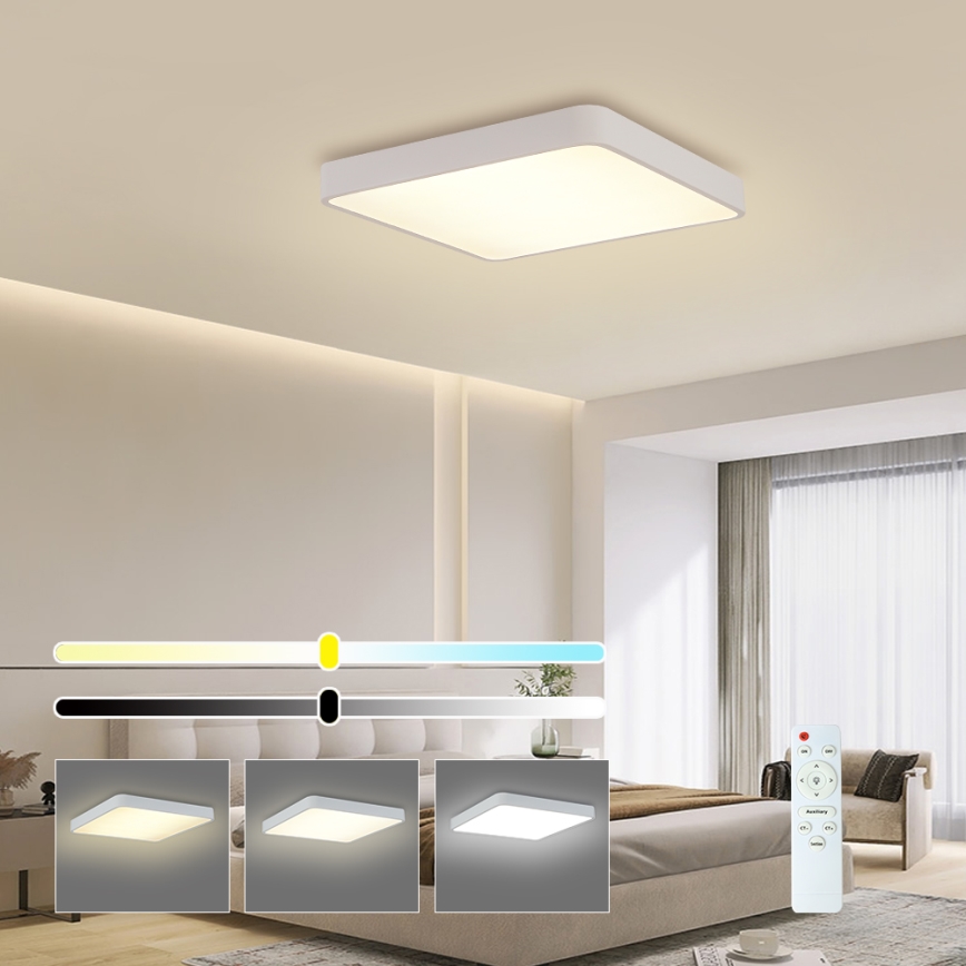 Brilagi - LED Dimmable ceiling light POOL LED/48W/230V 3000-6000K 50x50 cm white + remote control