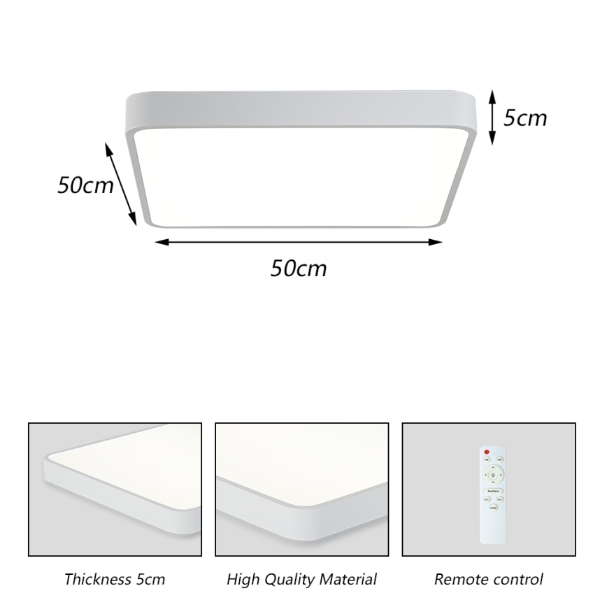 Brilagi - LED Dimmable ceiling light POOL LED/48W/230V 3000-6000K 50x50 cm white + remote control