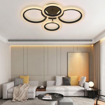 Brilagi - LED Dimmable surface-mounted chandelier ORBITS LED/50W/230V 3000-6500K anthracite + remote control