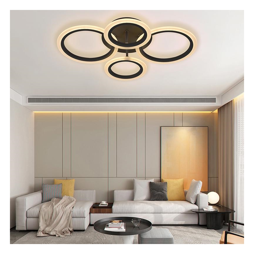 Brilagi - LED Dimmable surface-mounted chandelier ORBITS LED/50W/230V 3000-6500K anthracite + remote control