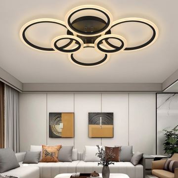 Brilagi - LED Dimmable surface-mounted chandelier ORBITS LED/85W/230V 3000-6500K anthracite + remote control