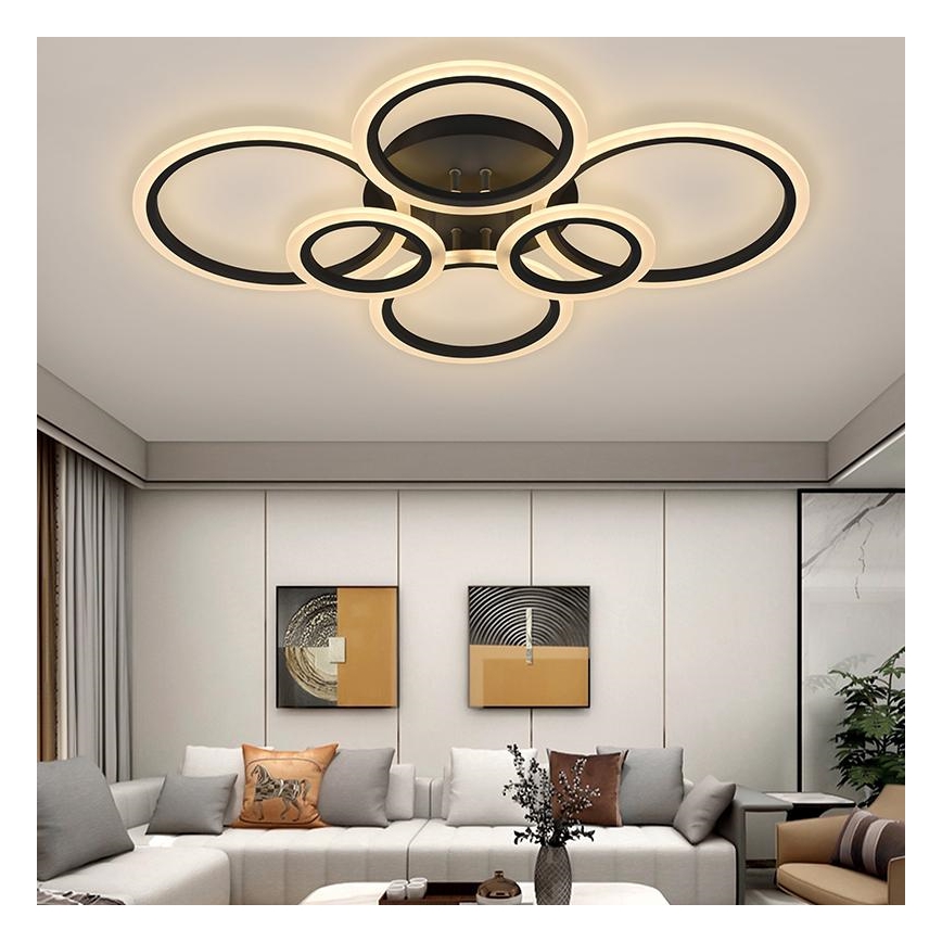 Brilagi - LED Dimmable surface-mounted chandelier ORBITS LED/85W/230V 3000-6500K anthracite + remote control