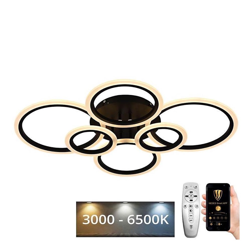 Brilagi - LED Dimmable surface-mounted chandelier ORBITS LED/85W/230V 3000-6500K black + remote control