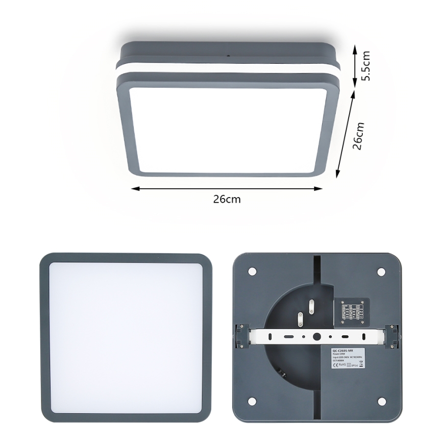 Brilagi - LED Outdoor light with sensor BENE LED/24W/230V 26x26 cm anthracite IP54