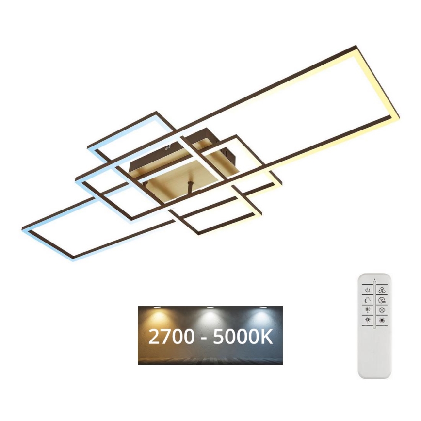 Brilo - LED Dimmable surface-mounted chandelier FRAME LED/51W/230V 2700-5000K brown/gold + remote control