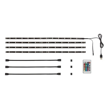 Brilo - LED RGBW Dimmable strip d. TV 3m LED/2,5W/USB + remote control