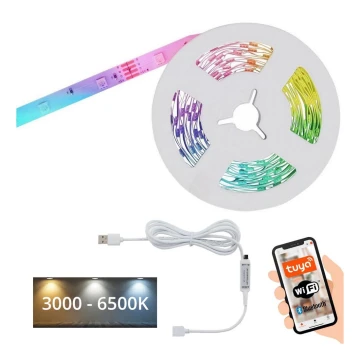 Brilo - LED RGBW Dimmable strip MUSIC 6,6m LED/7,5W/USB Wi-Fi Tuya