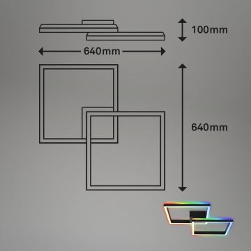 Brilo - LED RGBW Dimmable surface-mounted chandelier FRAME 2xLED/17W/230V 2700-6500K + remote control