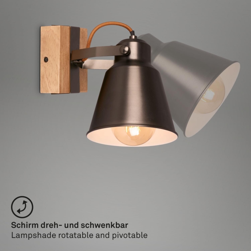 Briloner 2406-014 - Wall spotlight RETRO 1xE27/40W/230V brown