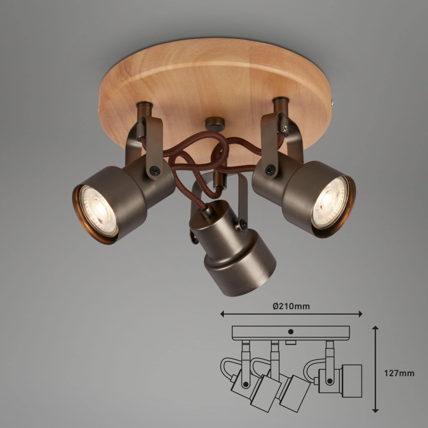 Briloner 2872-035 - LED Spotlight SPOTLIGHT 3xGU10/5W/230V brown