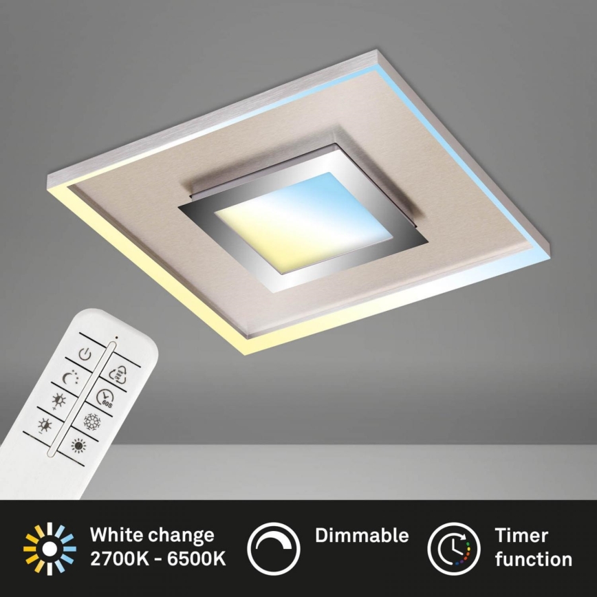 Briloner 3641-012 - LED Dimmable ceiling light FRAME LED/30W/230V 2700-6500K chrome + remote control