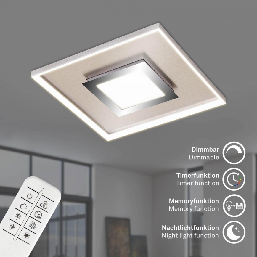 Briloner 3641-012 - LED Dimmable ceiling light FRAME LED/30W/230V 2700-6500K chrome + remote control