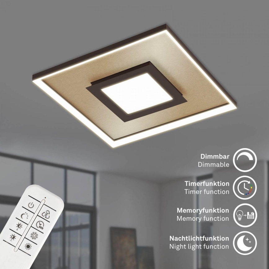 Briloner 3641-017 - LED Dimmable ceiling light FRAME LED/30W/230V 2700-6500K gold + remote control