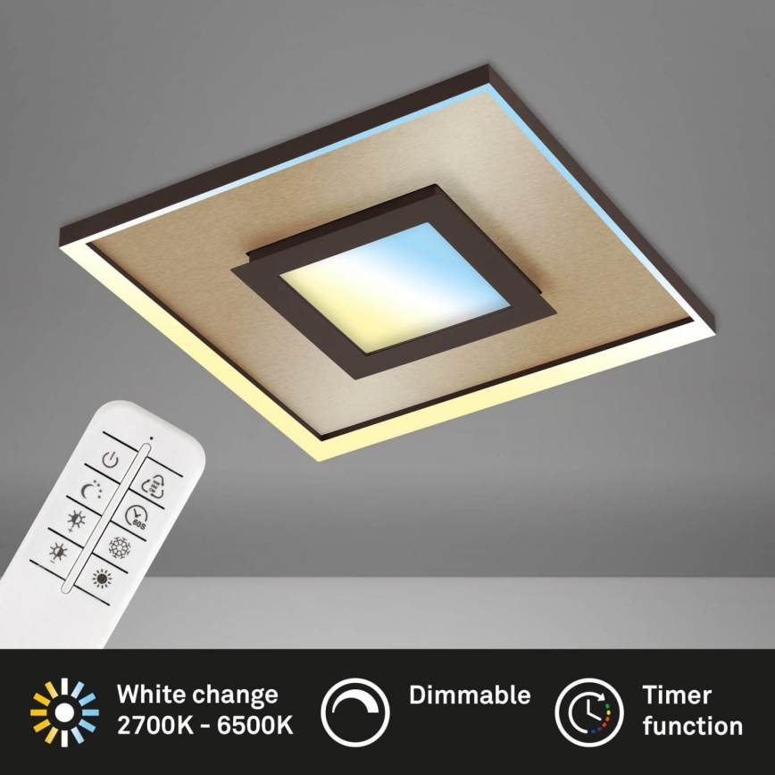 Briloner 3641-017 - LED Dimmable ceiling light FRAME LED/30W/230V 2700-6500K gold + remote control