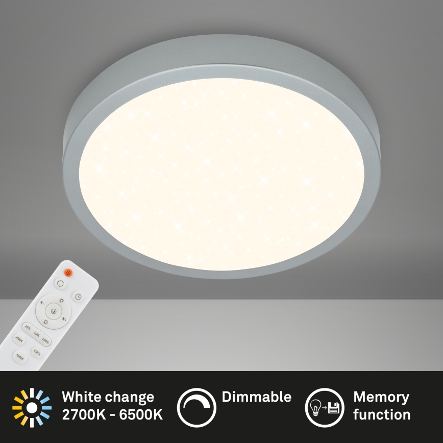 Briloner 3704-014-LED Dimmable ceiling light RUNA LED/22W/230V 2700-6500K silver + remote control