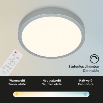 Briloner 3704-014-LED Dimmable ceiling light RUNA LED/22W/230V 2700-6500K silver + remote control