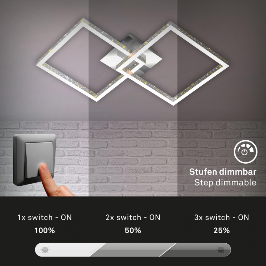 Briloner 3751-019 - LED Dimmable ceiling light FRAME LED/20W/230V chrome