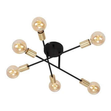 Briloner 3868-065 - Surface-mounted chandelier BLACK STEEL 6xE27/60W/230V