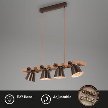 Briloner 4406-044 - Chandelier on a string TALE 4xE27/40W/230V brown