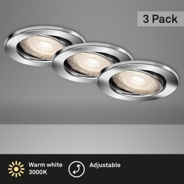 Briloner 7144-038 - SET 3x LED Bathroom recessed light SLIDE GU10/3,5W/230V IP23