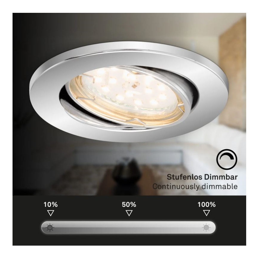 Briloner 7219-038 - SET 3x LED Dimmable bathroom recessed light 1xGU10/5W/230V IP23